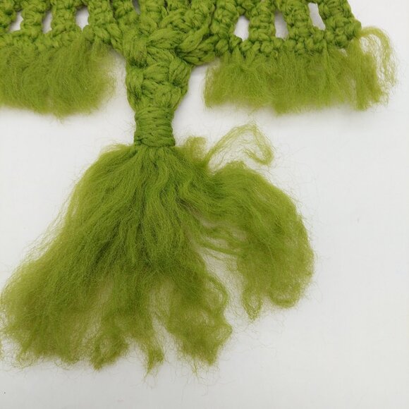 Macrame Crochet Handmade Christmas Tree Wall Hanging Red Beads Vintage - Picture 3 of 7